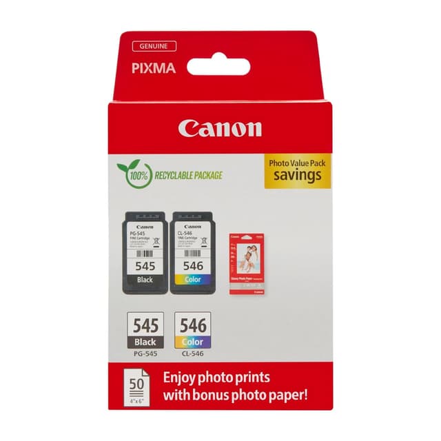 🖨️ Canon Tinte & Papier Multipack - PG-545/CL-546 2er-Pack + 50 Blatt Fotopapier 📸