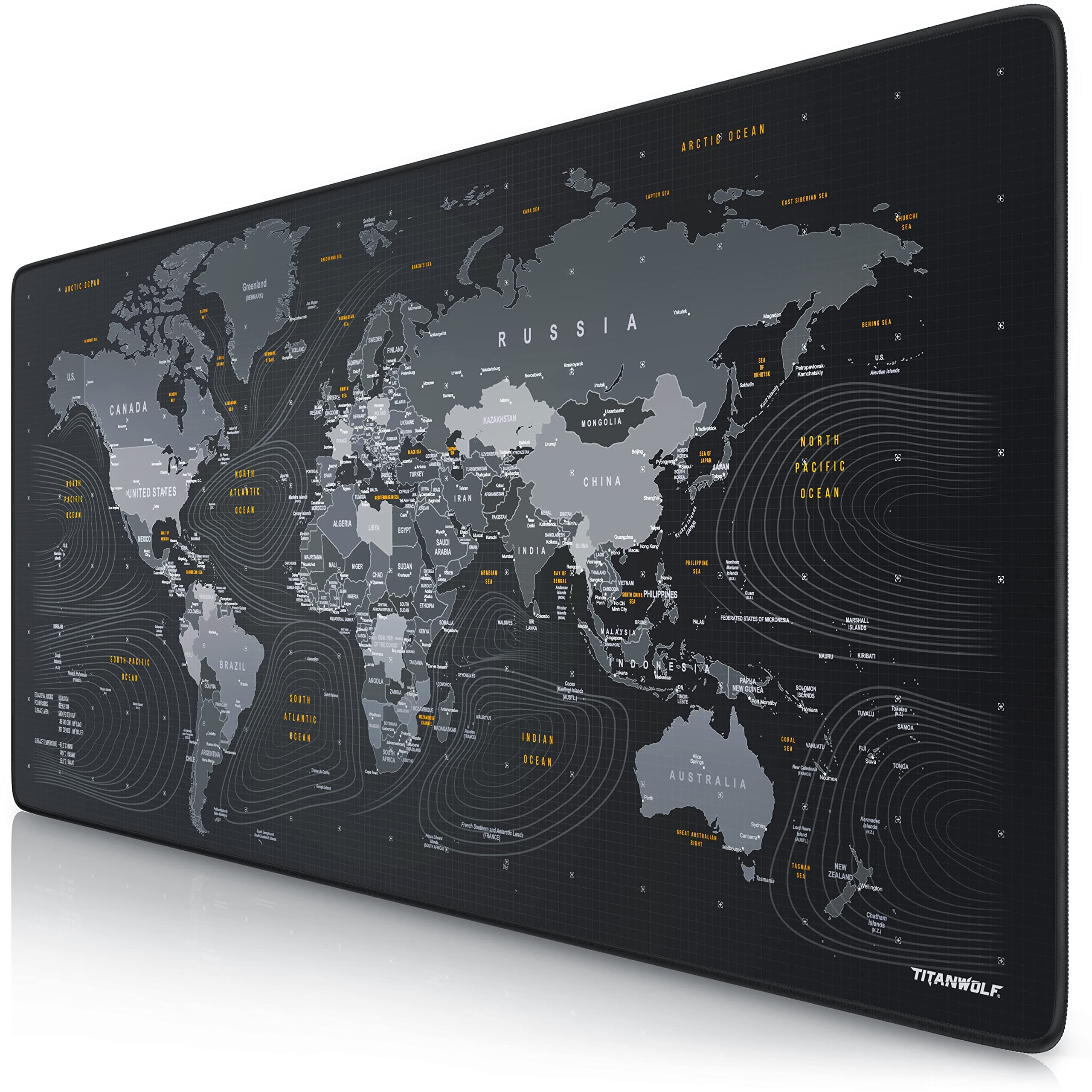 TITANWOLF - XXL Speed Gaming Mauspad Titanwolf Weltkarte 900 x 400mm