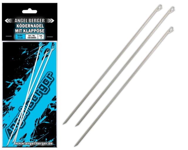🎣 Angel-Berger Ködernadel mit Klappöse 3 Stück Baiting Needle Köder Nadel Werkzeug Angeln 🎣