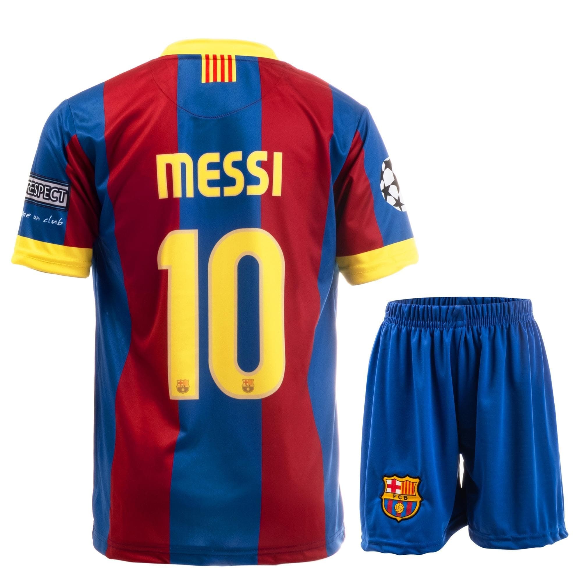 NIHMEX Barcelona Heim Legende #10 Ronaldinho Retro Fußball Kinder Trikot Shorts Set Jugendgrößen Messi Blau 152 ⚽👦