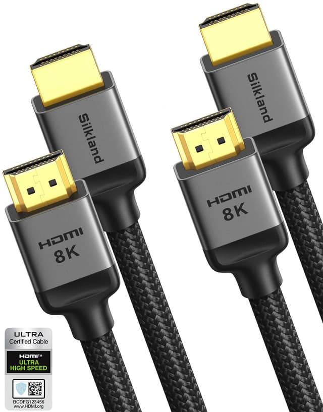 Silkland 10K 8K HDMI 2.1 Kabel 2m, 2er Pack - Zertifiziertes HDMI®Kabel 4K@144Hz/120Hz 8K@60Hz