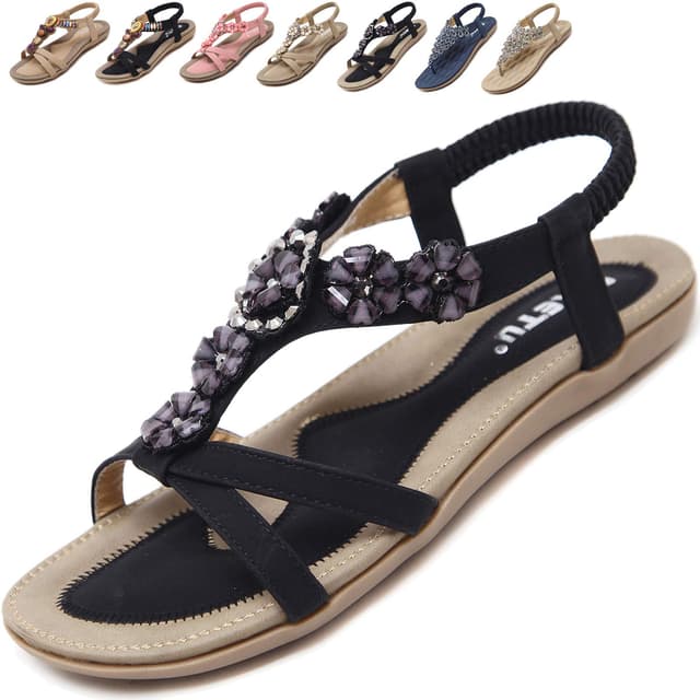 Acfoda Sandalen Damen Sommer mit Weiches Fussbett, Gr.35-44 39 EU 02 Schwarz 👡🌟