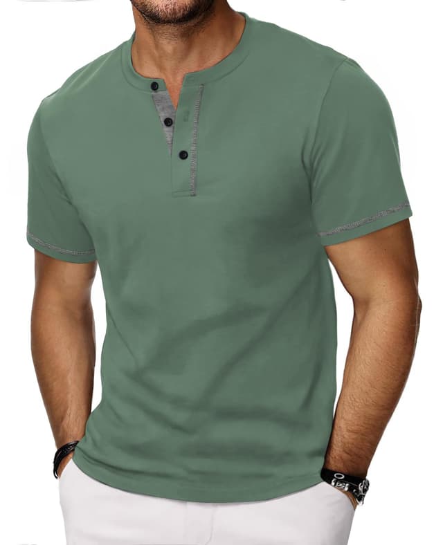 HMIYA Henley Kurzarm T-Shirts für Herren Sommerhemd