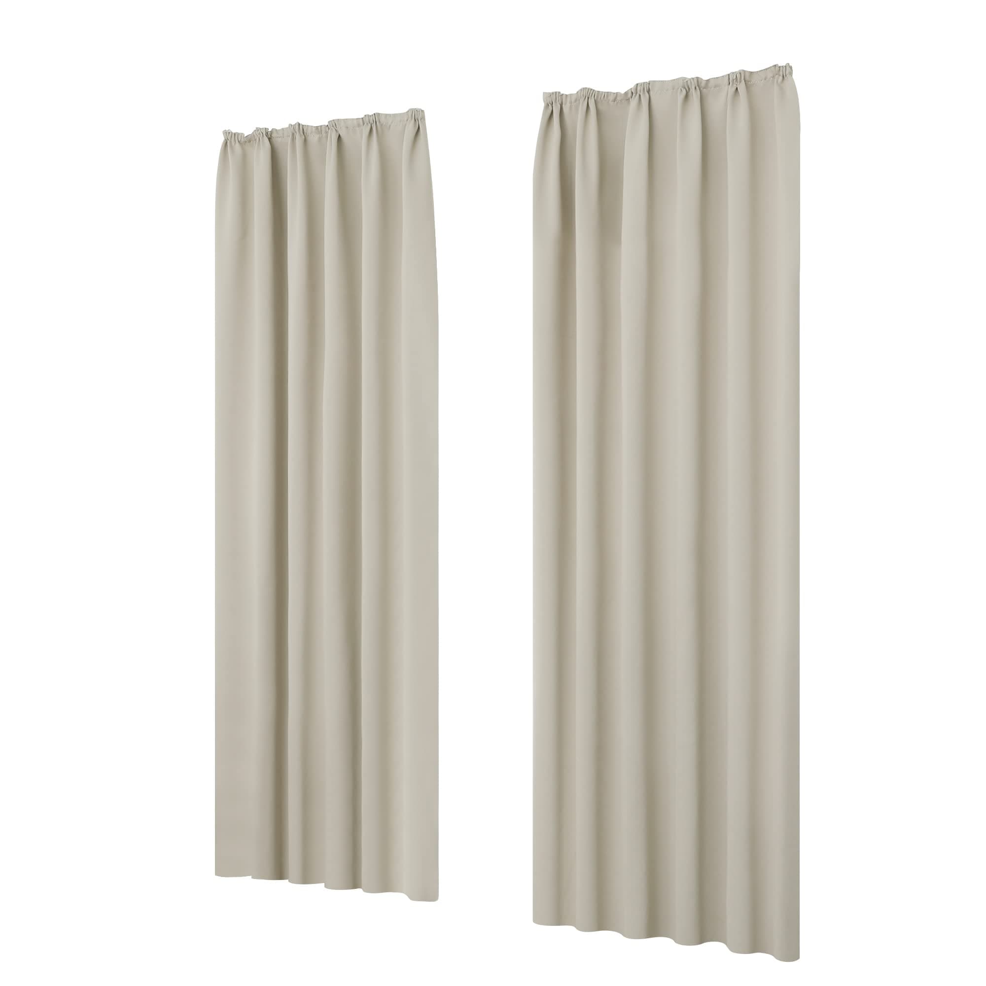 Deconovo Verdunkelungsvorhang Blickdichte Gardine Vorhänge Thermovorhang mit Kräuselband, 290x140 cm, Creme, 2er Set