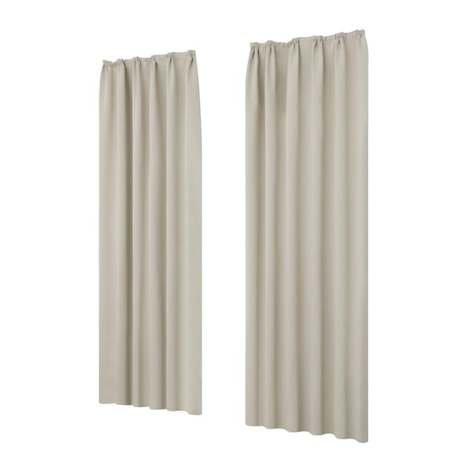 Deconovo Verdunkelungsvorhang Blickdichte Gardine Vorhänge Thermovorhang mit Kräuselband, 290x140 cm, Creme, 2er Set