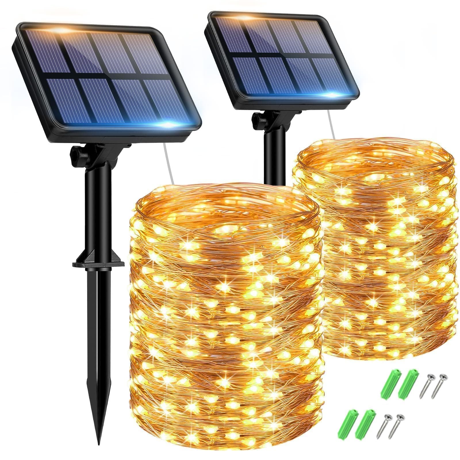 🌞🌳 btfarm Solar Lichterkette Aussen, 2x15M 150 LED Solarlichterkette Außen 🌳🌞