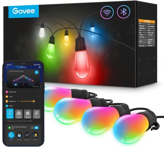 🎇 Angebot: Govee Lichterkette Außen 30M, Smart LED Wifi RGBICW Glühbirnen