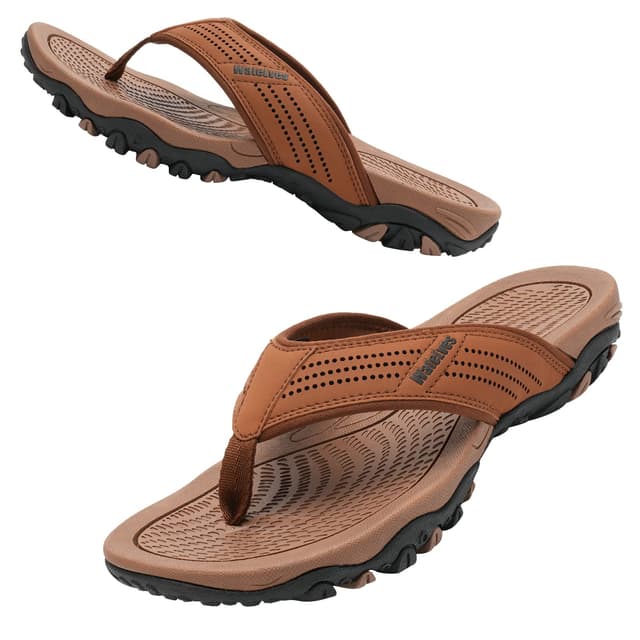 🌞 Herren Flip Flops Zehentrenner Leder mit Arch Support Sandalen 🏖️