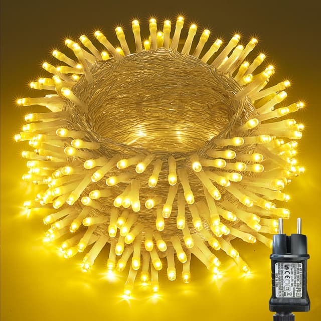 Moxled Lichterkette Außen 10m 100LED 🌟 Warmweiß Lichterkette Außen mit Timer ⏰ Wasserdicht 8 Modi Weihnachtsbeleuchtung 🎄