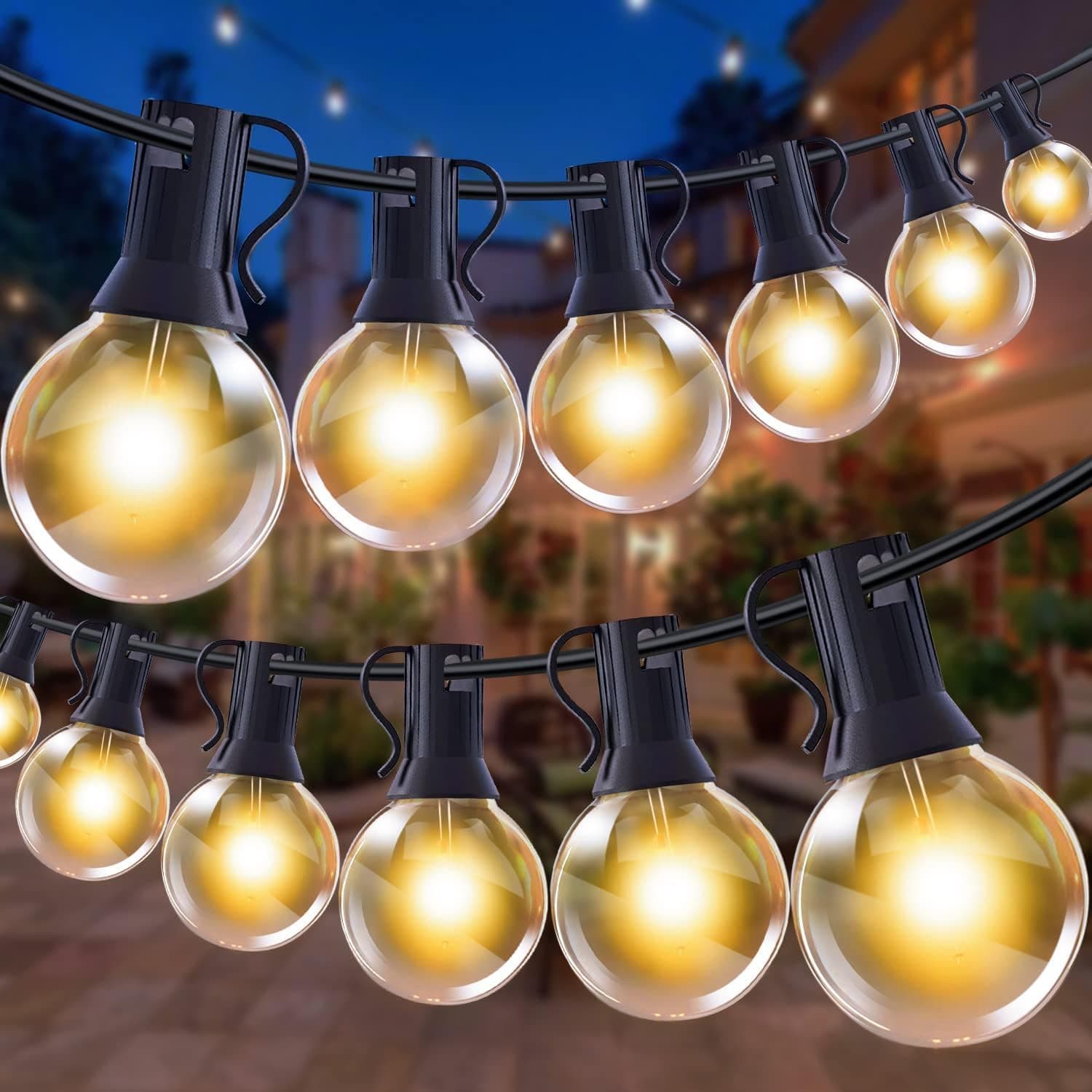 LED Lichterkette Außen - 45M Outdoor Lichterkette Strom 58+2 LED Glühbirnen 🌟 Wetterfest IP44 Wasserdicht Balkon Lichterketten Innen Aussen 🎉