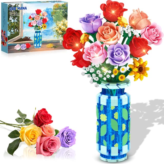 CUBIMANA Rosen-Blumen-Bausatz mit LED-Licht 🌹💡