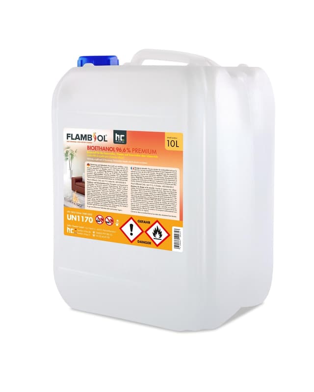 🔥 Höfer Chemie Bioethanol 96,6% Premium 1 x 10 L - Ethanol für Tischkamin, Kamin & Gartendeko 🔥