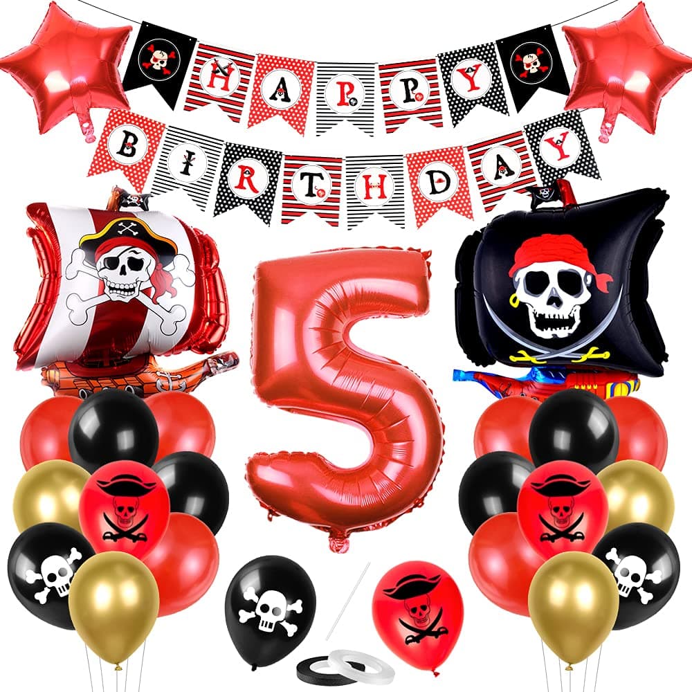 Piratenschiff Luftballons Set 🎈 - Geburtstagsdeko 5 Jahre Jungen