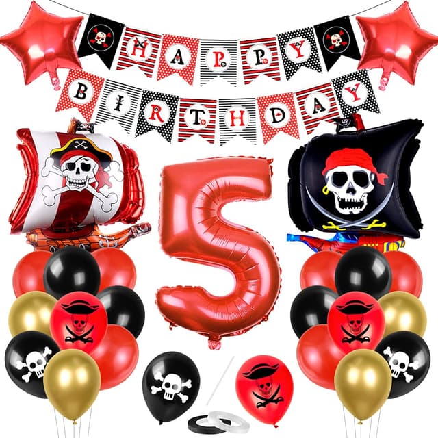 Piratenschiff Luftballons Set 🎈 - Geburtstagsdeko 5 Jahre Jungen
