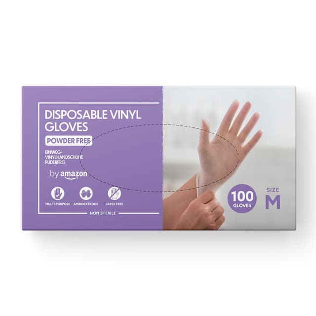 🧤 by Amazon - Einweg-Vinylhandschuhe, Größe M, 100er-Pack