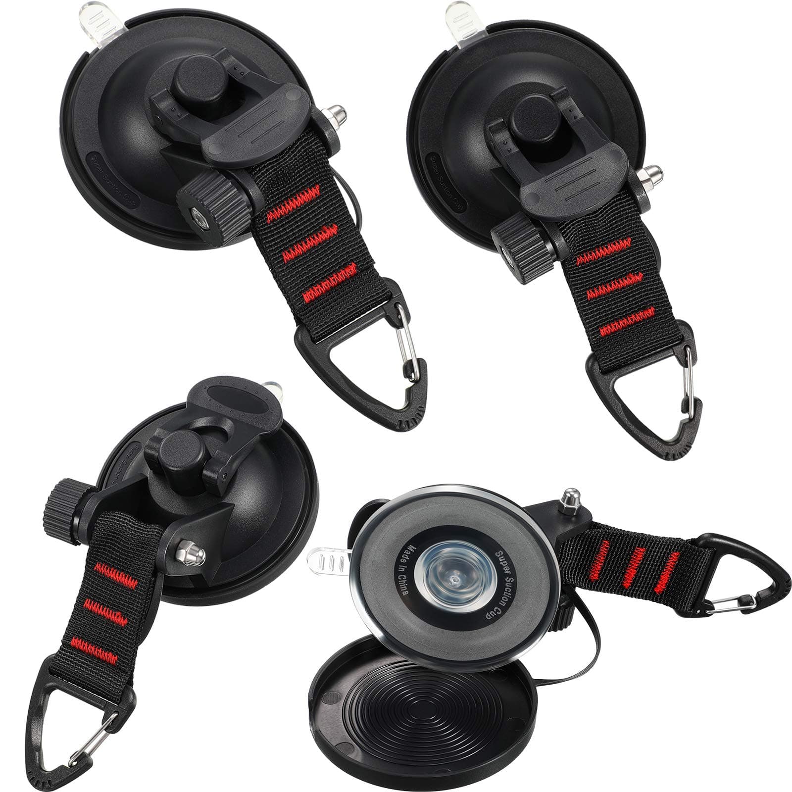 🏕️🚗 BBTO 4 Stücke Saugnapf Anker mit Befestigung Haken Festbinden