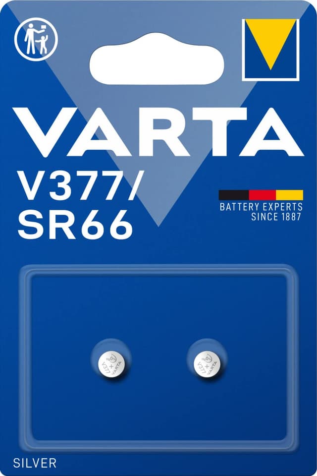 🔋 VARTA Batterien Knopfzellen V377/SR66, 2 Stück, Silver Coin, 1,55V - 2er Pack V377 Single ⚡️