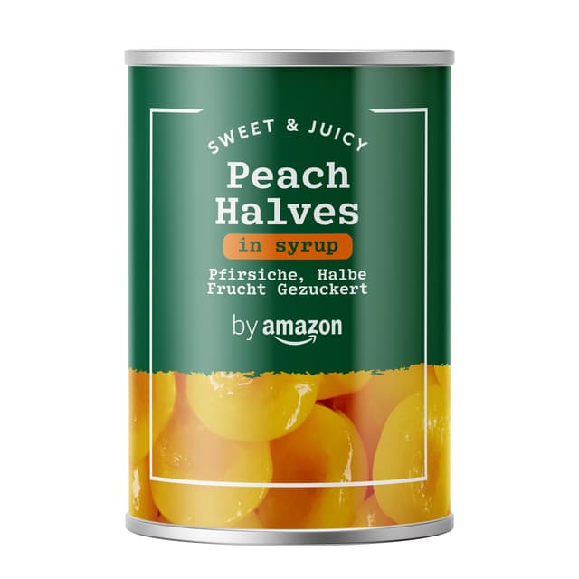 🍑 Amazon Pfirsiche, Halbe Frucht Gezuckert, 411g - Sonderangebot