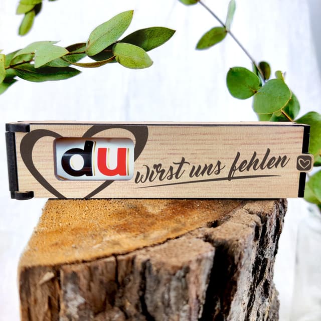 Abschiedsgeschenk: Schokoriegel Geschenkbox inkl. Duplo 🍫