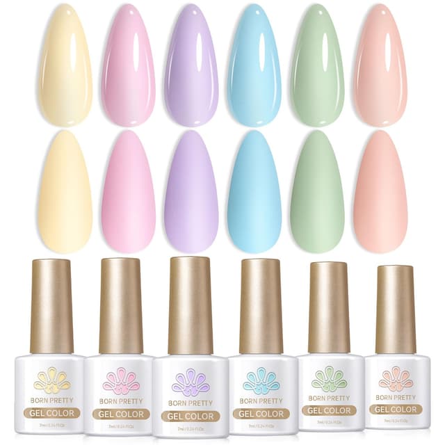 Born Pretty UV Nagellack Pastell Frühling Sommer 🌸 Sommer Gel Nagellack Macaron Bonbon süß Soft Pink Gelb Lila Blau Grün UV LED Soak off Manicure Gel Lacquer Varnish Süßigkeiten-Paradies