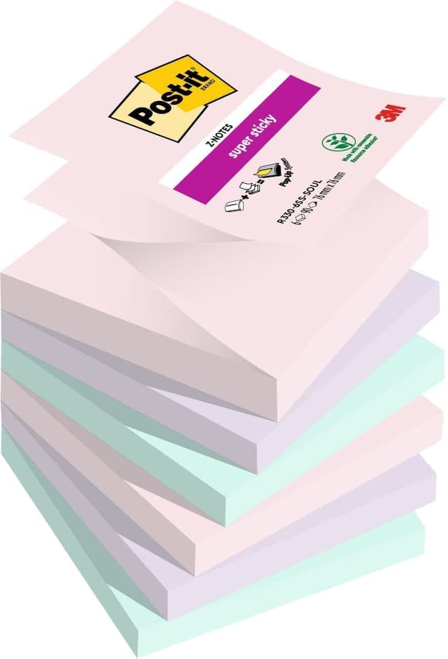 🌟 Post-it Super Sticky Z-Notes Soulful Collection 🌈 Packung mit 6 Blöcken