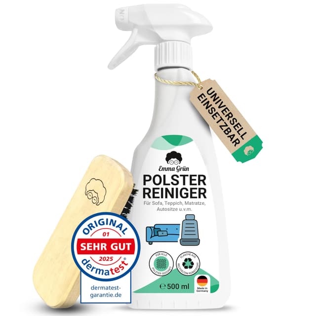 🌿 Emma Grün® Polsterreiniger für Sofa, Couch & Autositze 500ml [inkl. Polsterbürste] 🌟