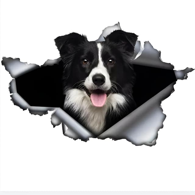 Autoaufkleber 22cm Border Collie 3D Zerrissen Reflektierende Lustig Haustier Hund Wasserdichte Aufkleber