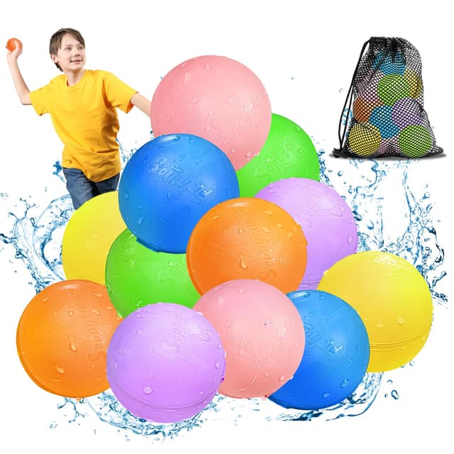 Wasserbomben Wiederverwendbar Selbstschließend: 12 Stück Wiederverwendbare Wasserballons