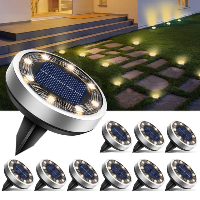 🌞🌿 10 Stück Solar Bodenleuchten Aussen - Gartenbeleuchtung Solar Wasserdicht