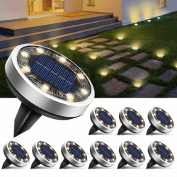 🌞🌿 10 Stück Solar Bodenleuchten Aussen - Gartenbeleuchtung Solar Wasserdicht Angebot bei HelloDeals