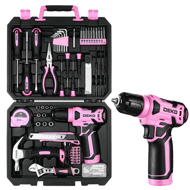 DEKO 126-tlg. professioneller Werkzeugkoffer Akkuschrauber in Rosa 🛠️