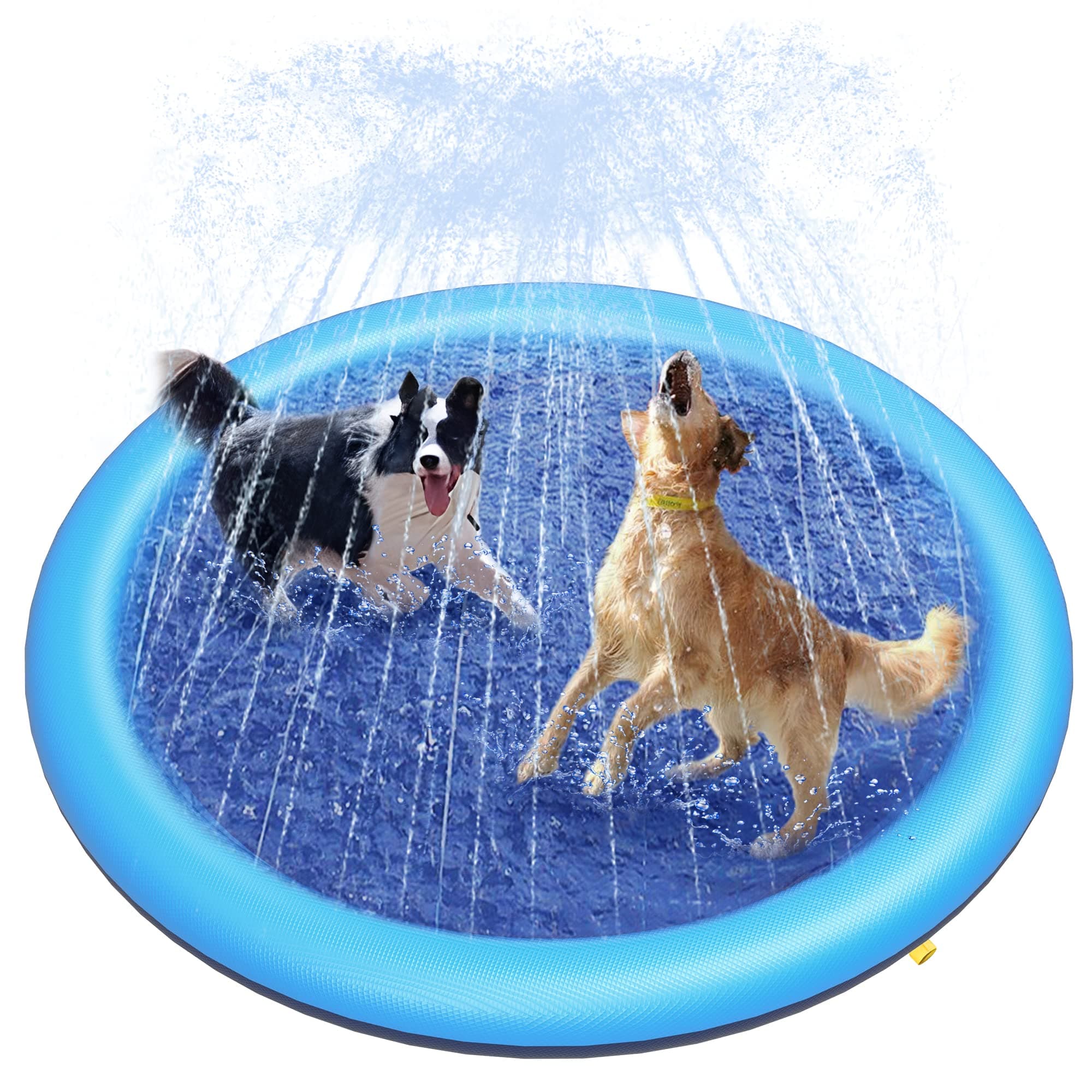 Peteast Hundepool für Große & Kleine Hunde & Kinder 59" Faltbarer Splash Sprinkler Pad