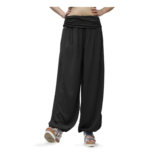 👖 Glamexx24 Damen Haremshose Sommeroutfit XL-3XL Schwarz Uni