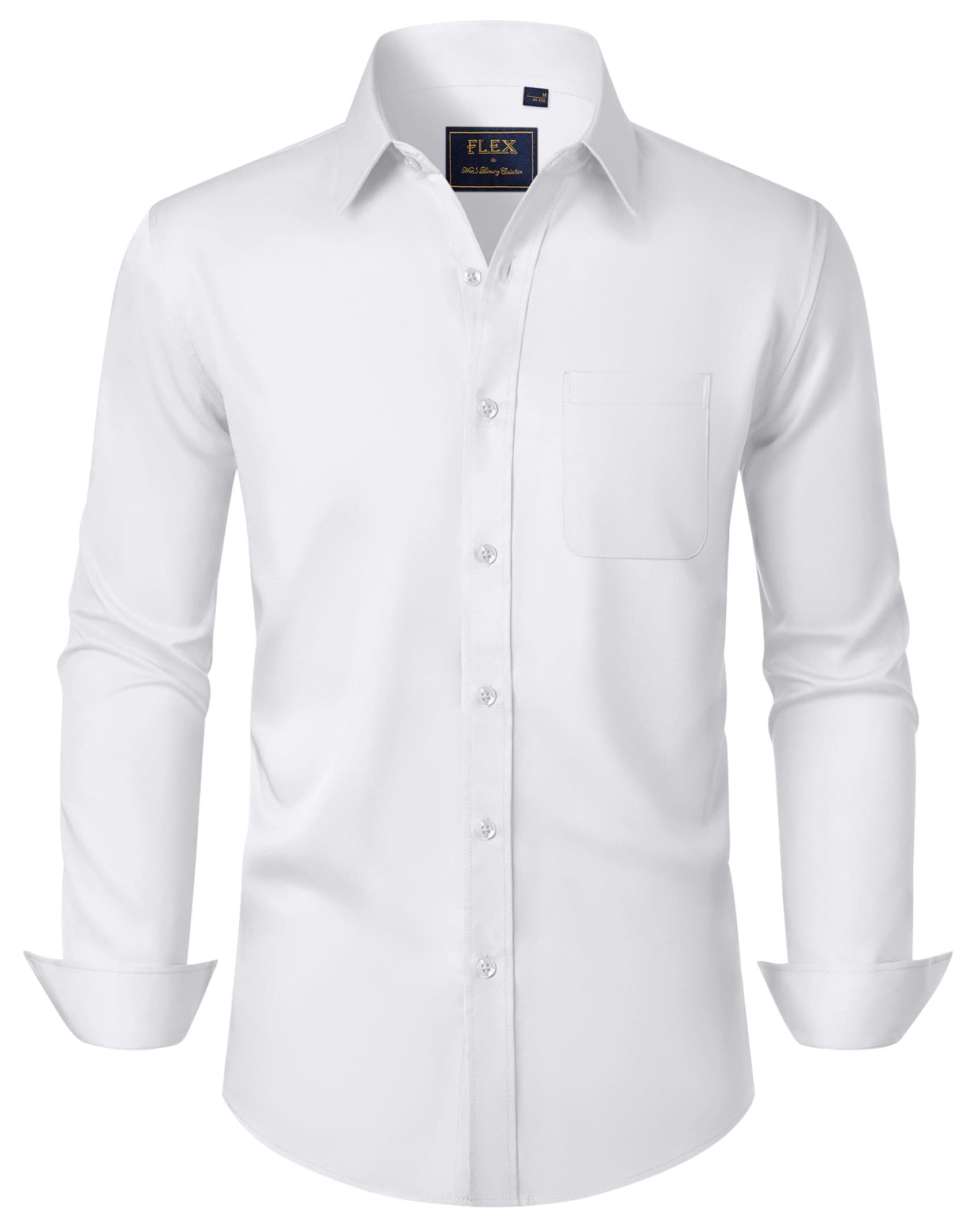 👔 J.VER Herren Hemd Langarm Regular Fit Stretch Freizeithemd 4XL Weiß