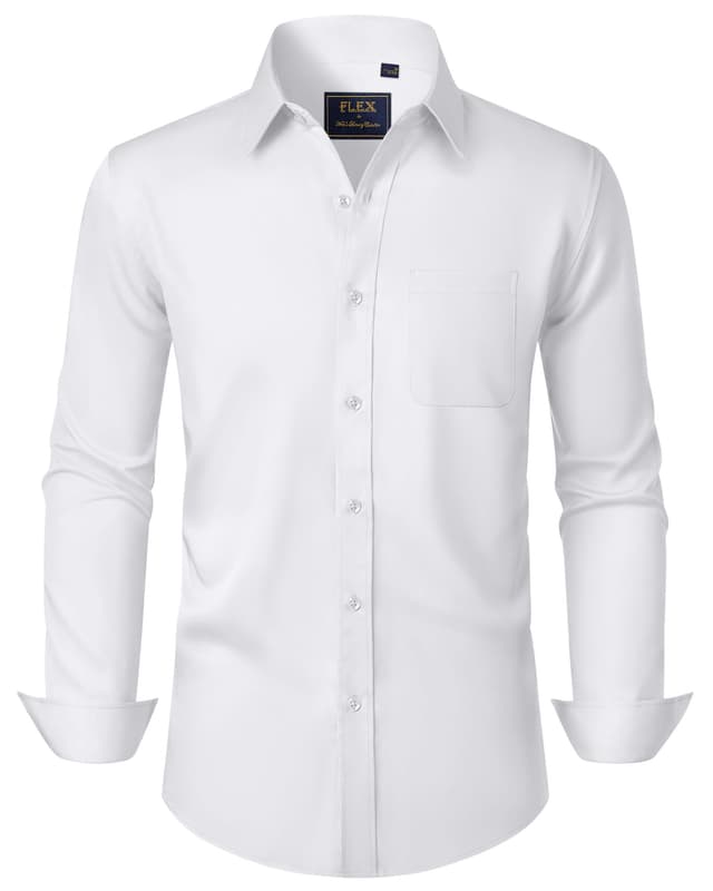 👔 J.VER Herren Hemd Langarm Regular Fit Stretch Freizeithemd 4XL Weiß