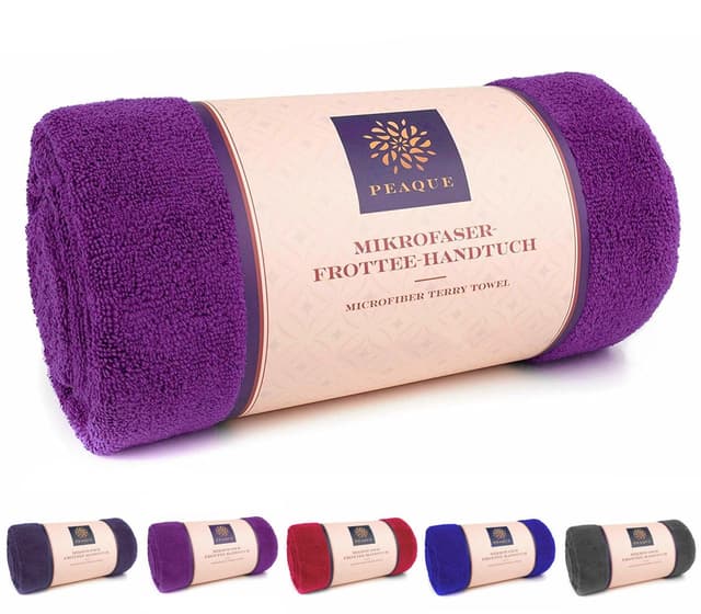 🛍️ PEAQUE Mikrofaser-Handtuch mit Frottee-Struktur - 1er & 2er Set - Violett 60x120 cm 🛍️