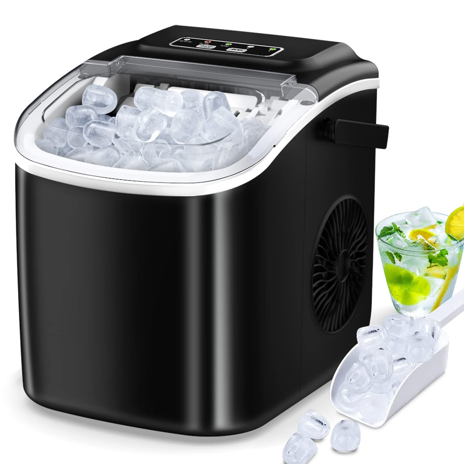 🧊 Ice Maker Cube Maschine | Eiswürfel in 6 Min | LED-Anzeige | Kugelförmiges Eis