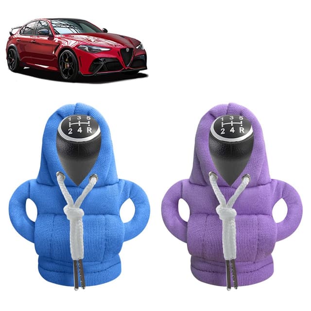 SXCCNW Schalthebel Hoodie, 2 Stück Auto Schaltknauf Abdeckung, Überzug für Dekoration Zubehör, Blau Lila 2 Stück (Blau + Lila) 🚘🧥
