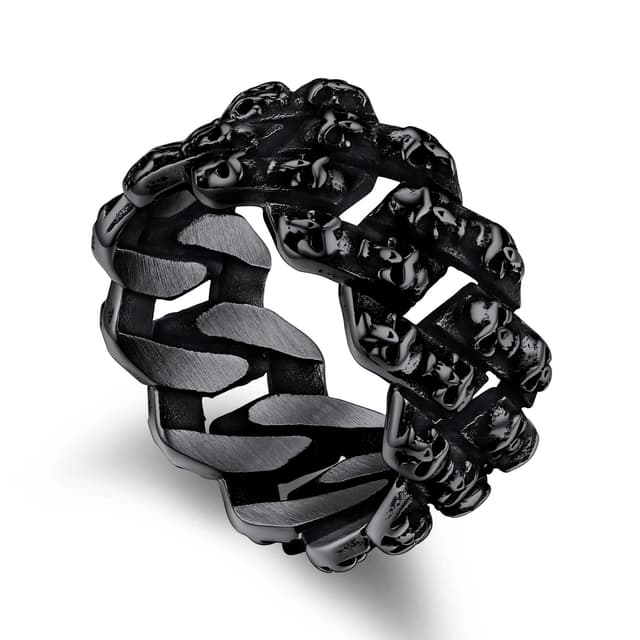Bandmax Totenkopf Ringe Herren Edelstahl Ringe Frauen Kante Bandring