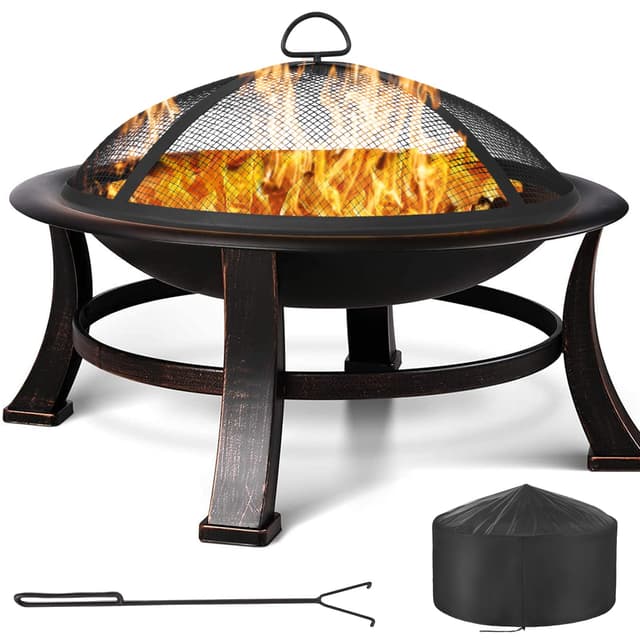 Φ76cm Feuerschale mit Funkenschutz & Grillrost - Angebot