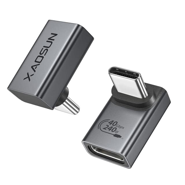 🔌📱 XAOSUN 90 Grad Winkel USB-C Adapter 2 Stück - 40Gbps Typ C Stecker auf USB4/Thunderbolt4 Buchse - Schnellladung Extender für iPhone, Steam Deck und mehr