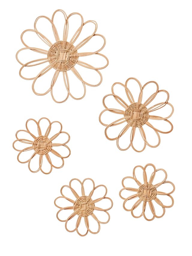 🌸🌼🌺 VERTBAUDET 5 Stück Rattan Wandblumen TU - Spezialangebot!