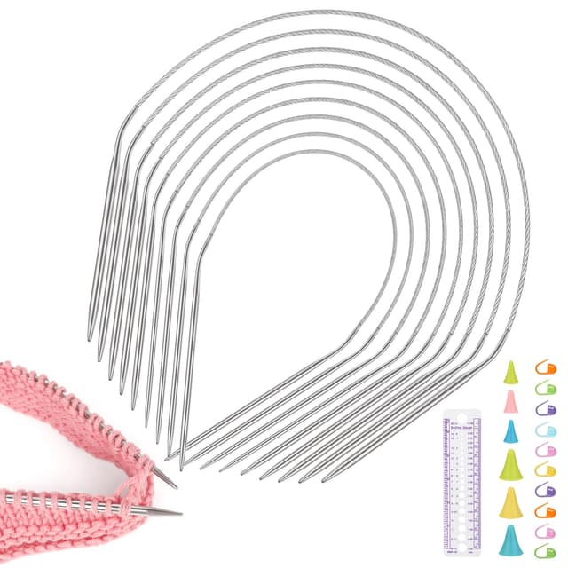 🧶 Katech 9 Stück 100cm Rundstricknadeln Set - Rundstricknadeln 2,0-6,0mm Edelstahl 🎁