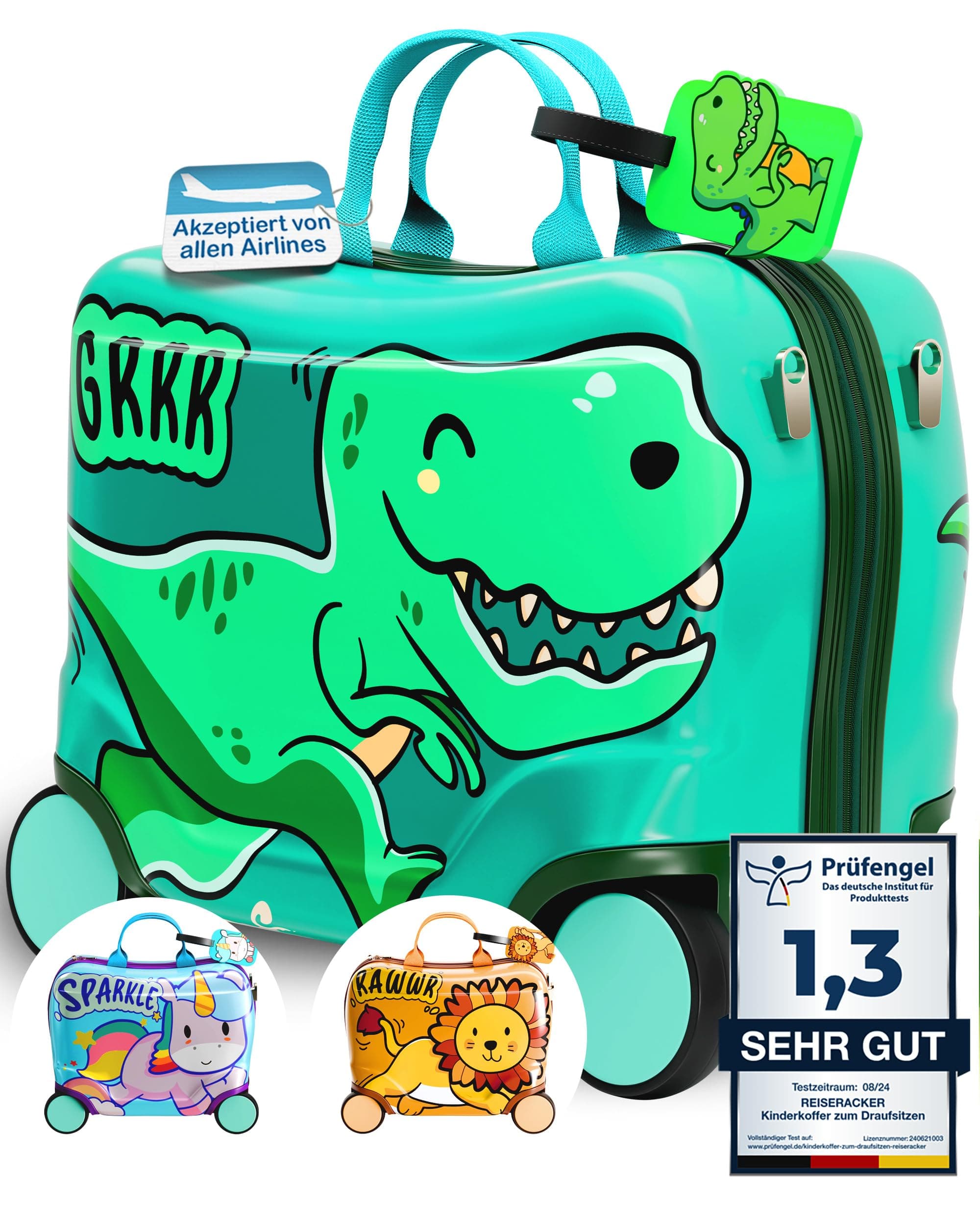 🦕🌴 REISERACKER Kinderkoffer zum Draufsitzen - Jungle Dino 🌴🦖