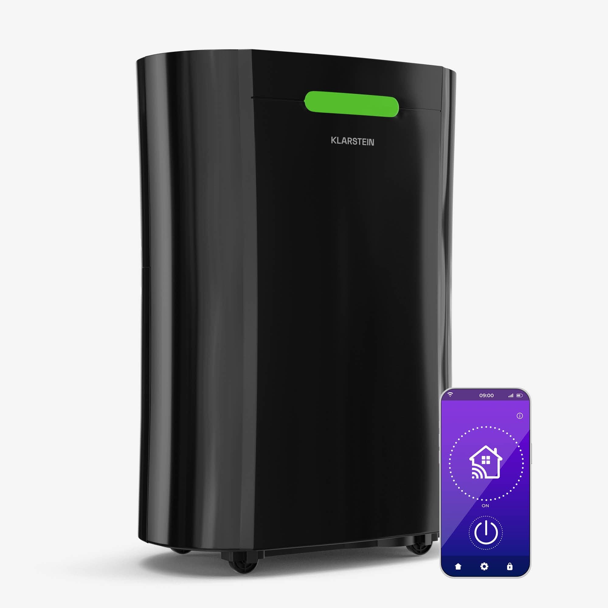 🌬️ Klarstein AeroDry Smart 12l Luftentfeuchter - 12L/Tag, 2.5L Tank, 39dB, WiFi/App/Alexa Steuerung, LED Display, 24h Timer, Carbon Filter, für Räume bis 18m², Entfeuchter Elektrisch, Schwarz 12 L Smart Schwarz 🌬️