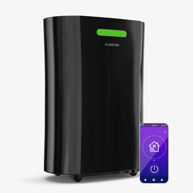 🌬️ Klarstein AeroDry Smart 12l Luftentfeuchter - 12L/Tag, 2.5L Tank, 39dB, WiFi/App/Alexa Steuerung, LED Display, 24h Timer, Carbon Filter, für Räume bis 18m², Entfeuchter Elektrisch, Schwarz 12 L Smart Schwarz 🌬️