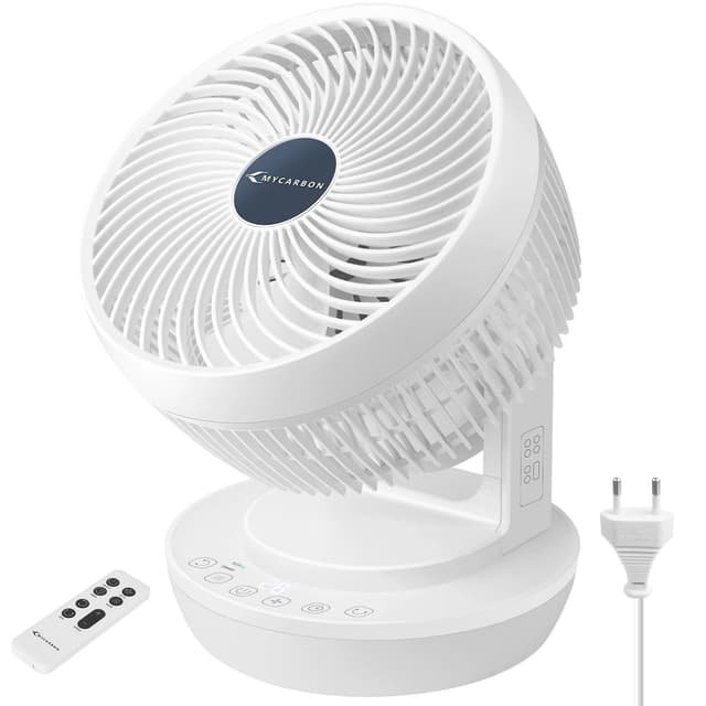 MYCARBON Leiser Ventilator mit Fernbedienung, 1800 m³/h, ECO-Modus, 3D-Modus, Oszillation, 4 Geschwindigkeitsstufen
