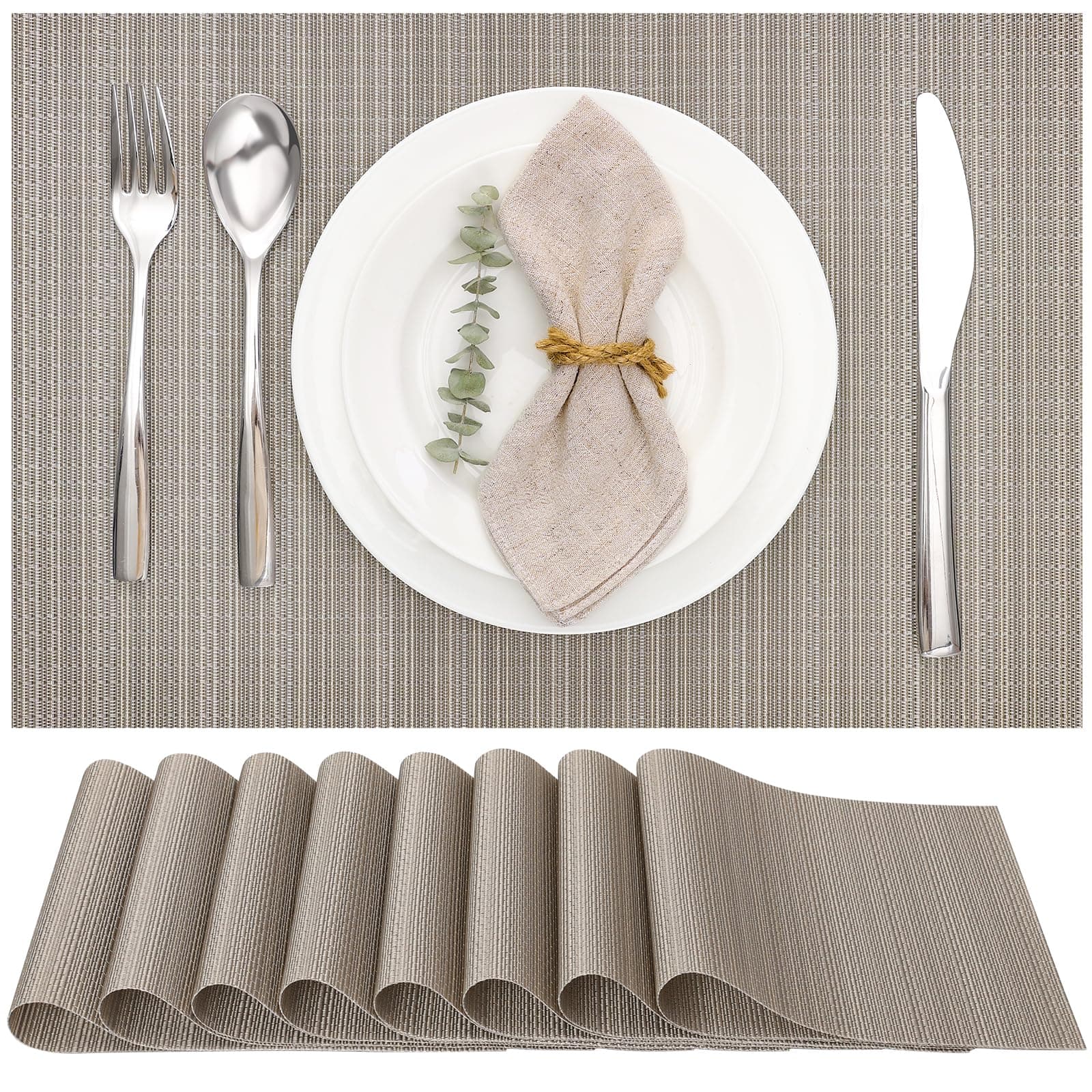 🌟 Großartiges Angebot! Myir JUN Tischsets Abwaschbar 8er Set Silber Gold