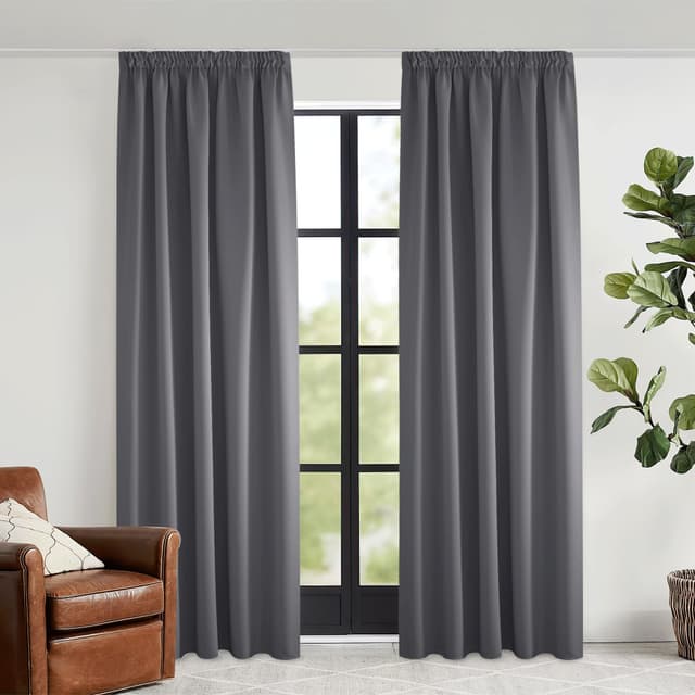 🌟 KGORGE Thermovorhang Hitzeschutz Kräuselband Thermo Gardinen Blickdichte Vorhänge 240 x 140 cm Grau 2er Pack - Blackout Curtains