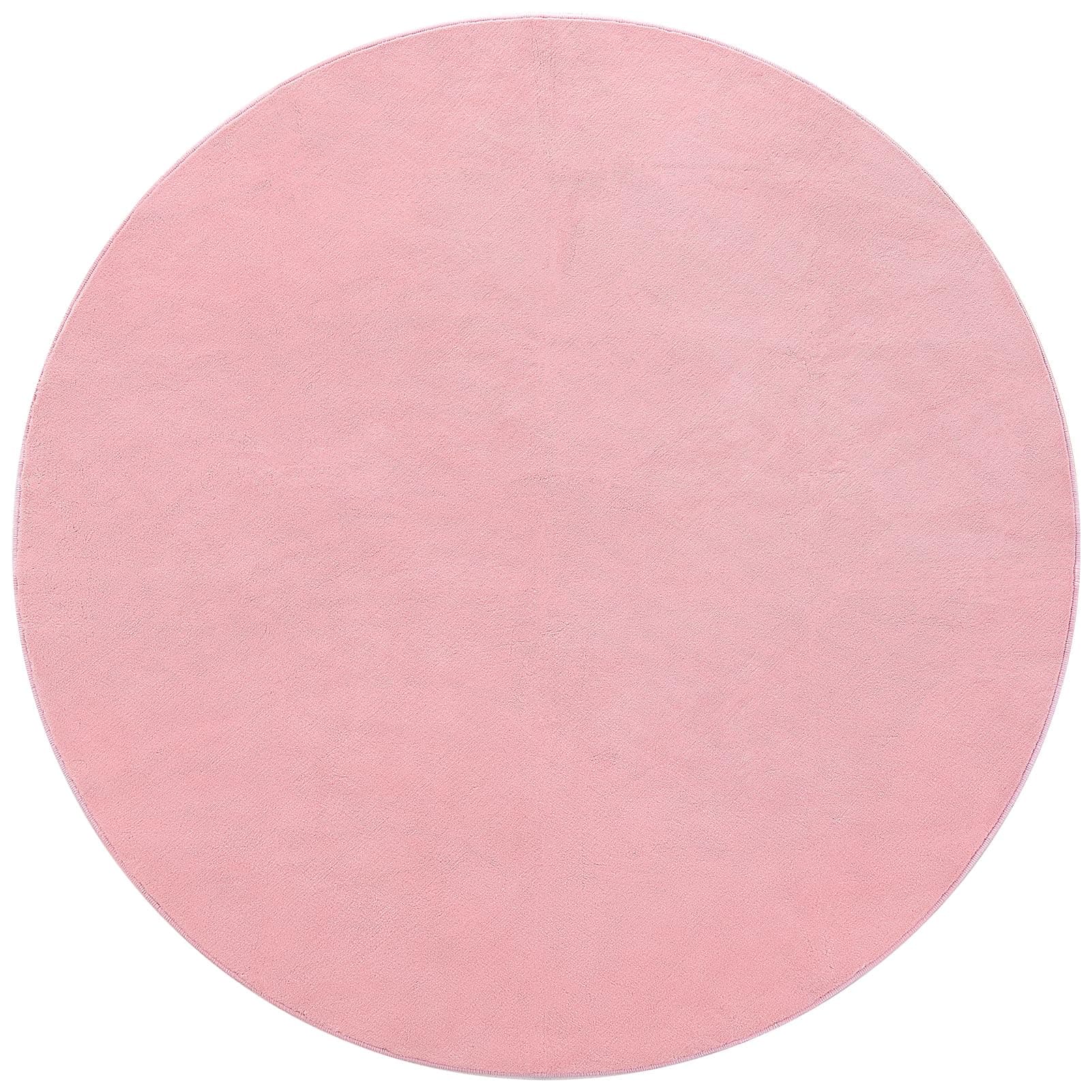 🌺🌟Rabatt! Carvapet Teppich Rund 120cm Weicher Kurzflor Teppich in Rosa - Rutschfest & Waschbar 🌟🌺